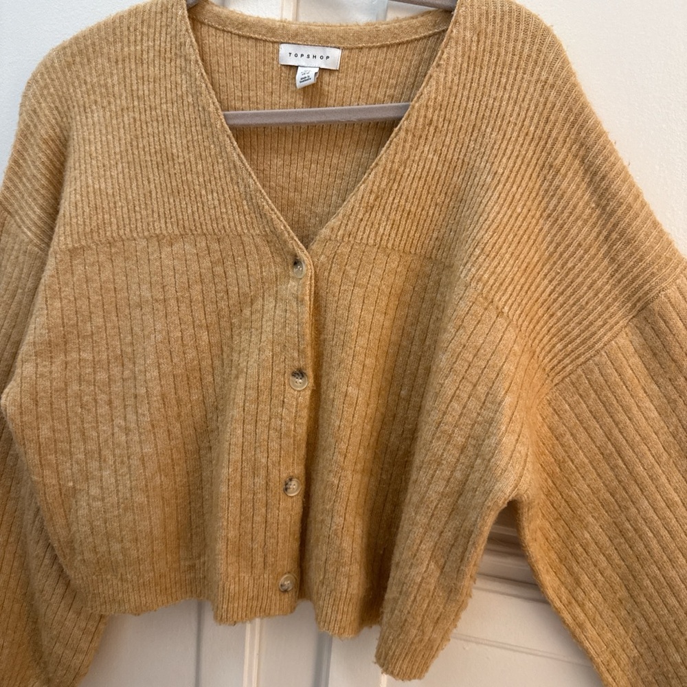 Topshop Tan Ribbed Cardigan